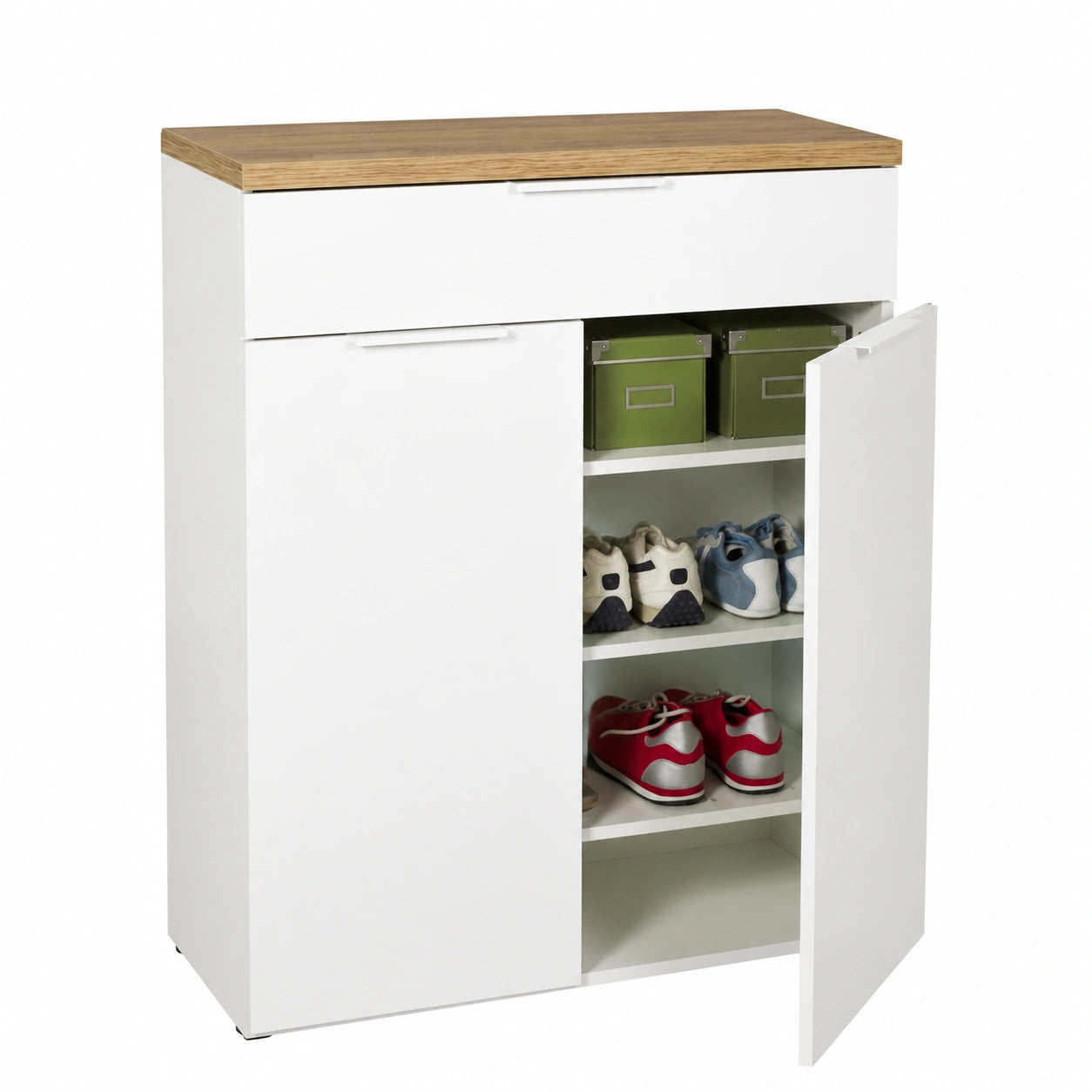 Scarpiera Salvaspazio MUNDI in Rovere e Bianco, Made in Italy