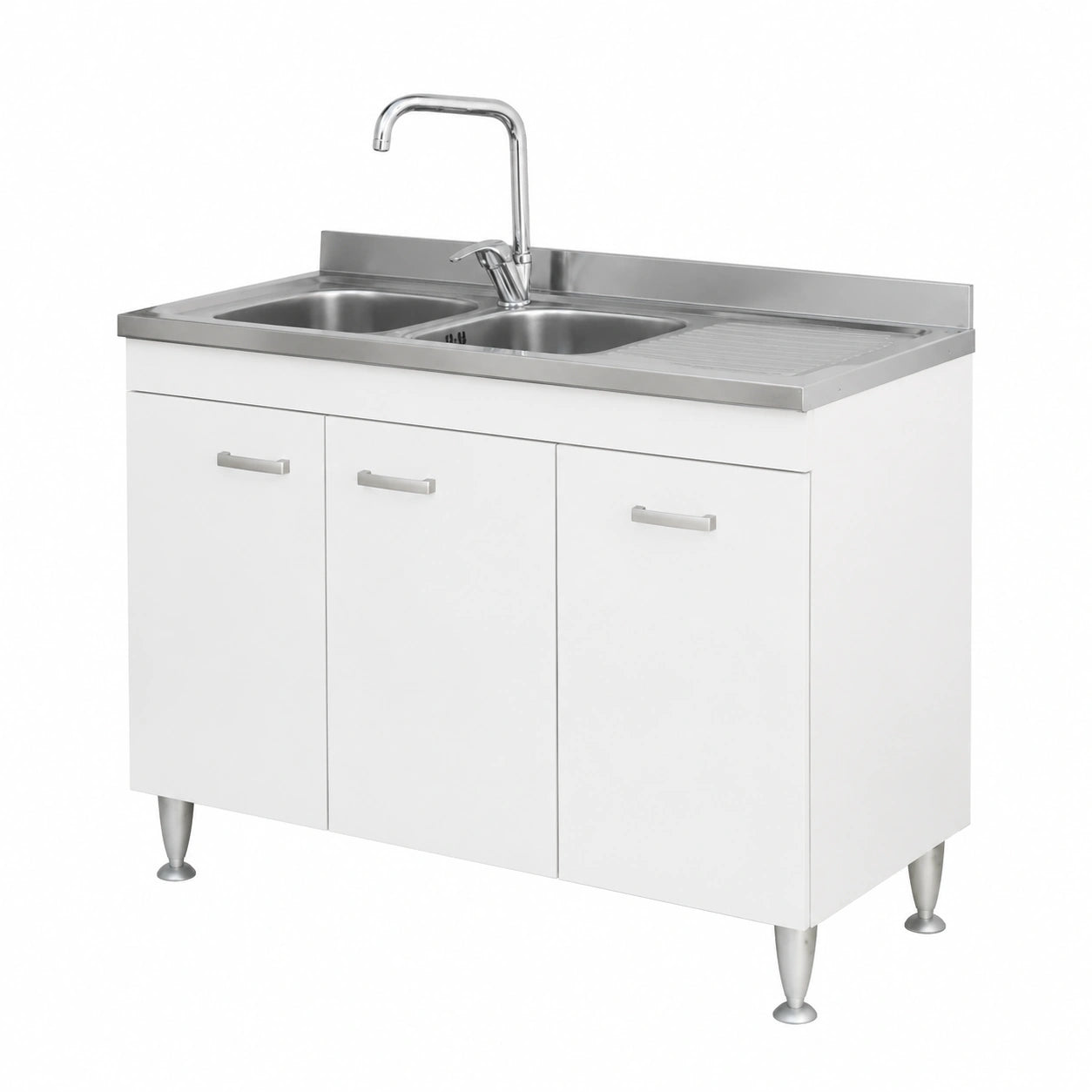 Cucina sottolavello 3 ante 120 cm bianco con lavello inox