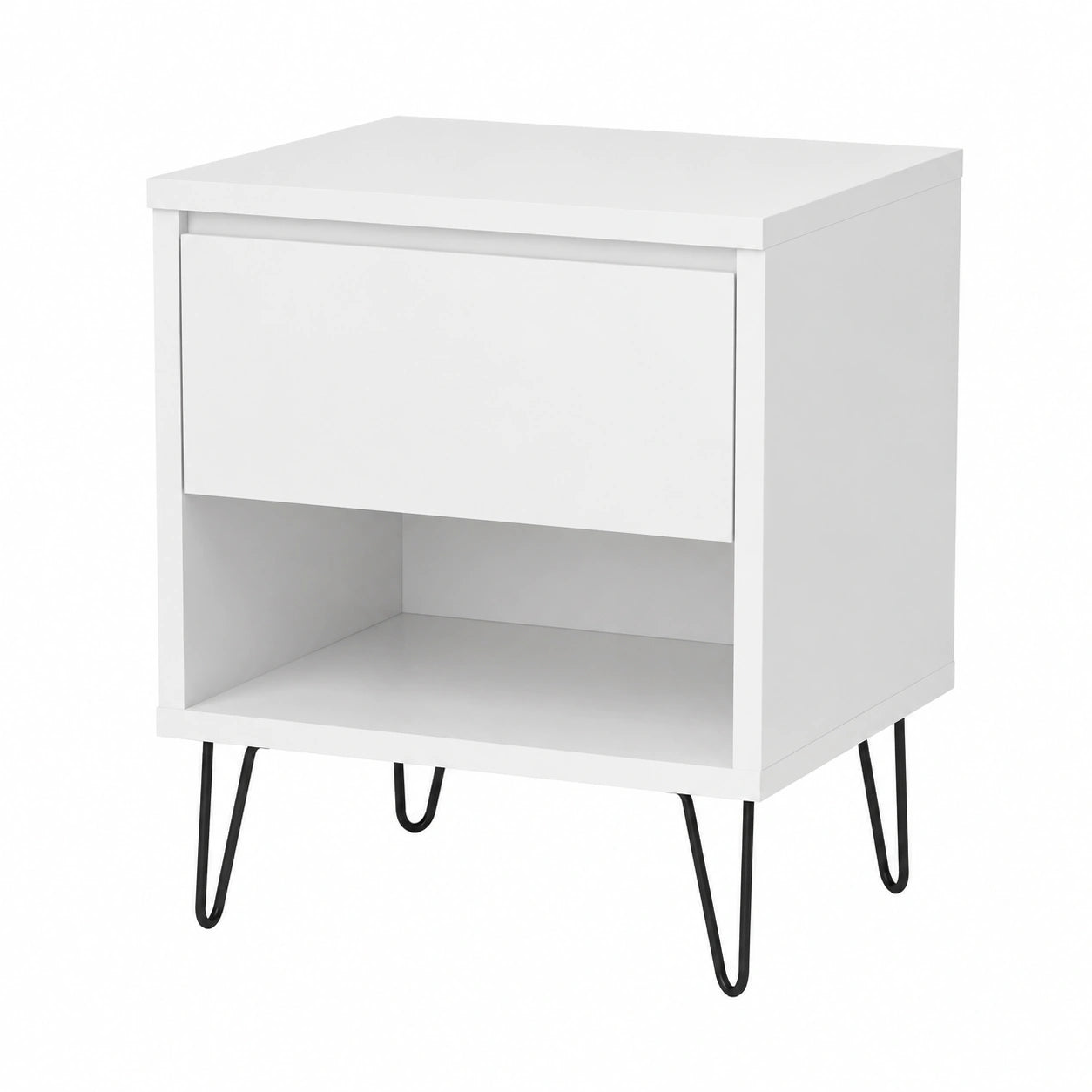 Set Tavolini Moderni Bianchi con Cassetto in Legno per Soggiorno 50x46x50 cm