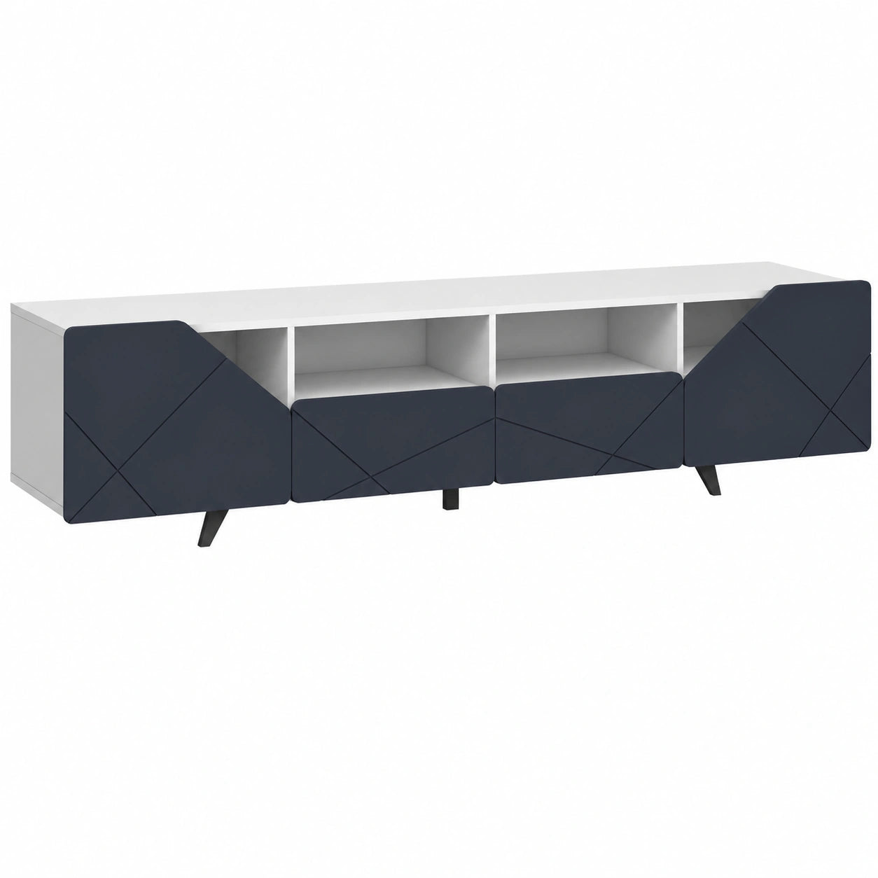 Mobile TV Vela Elegante 220 cm | Design Moderno e Spazioso, Resistente e Idrorepellente | Made in Italy (Bianco e Blu)
