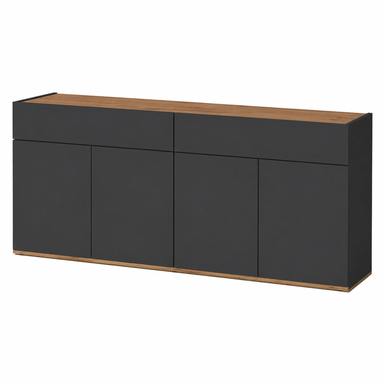 Credenza Moderna con Cassetti e Ante per Salotto e Cucina, 160x35x70 cm, Antracite e Rovere