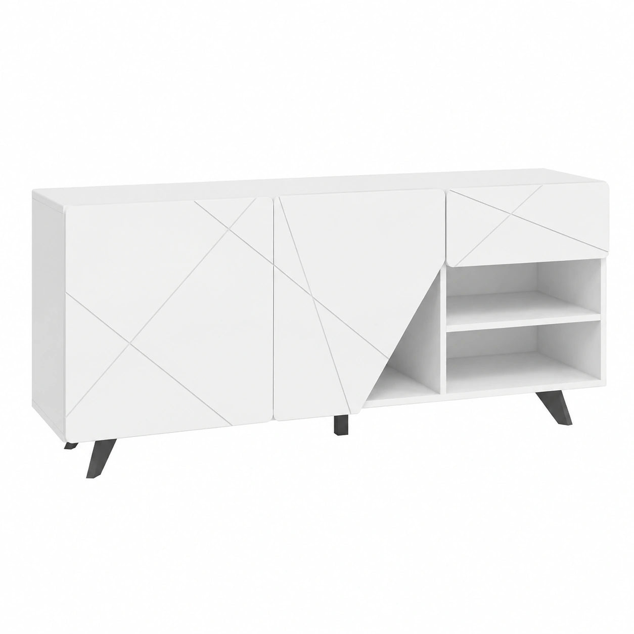 Madia Moderna Vela Extreme 165 cm con Spazi Contenitivi | Resistente ai Graffi e Umidità | Made in Italy (Bianco Totale)