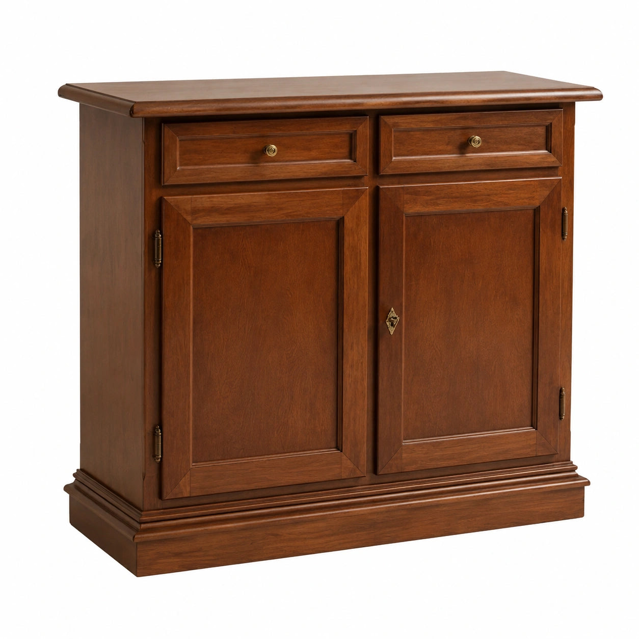 Credenza in Legno Massello con 2 Ante e 2 Cassetti, Stile Classico