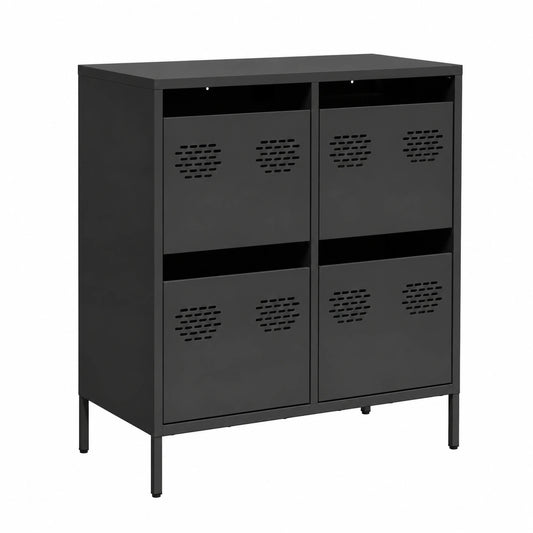 Armadio Nero in Acciaio per Soggiorno o Cucina 68x39x73,5 cm
