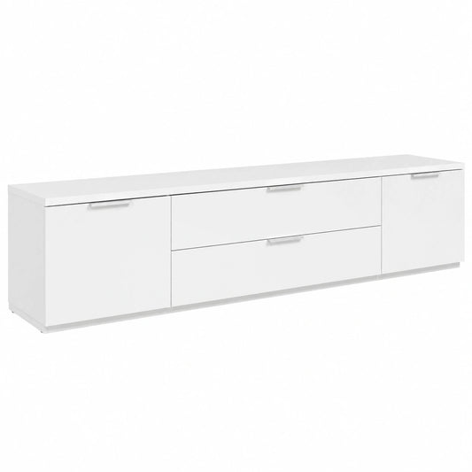 Mobile Porta TV MUNDI con Ante e Scomparti, Bianco Laccato, 240x51x40,5 cm