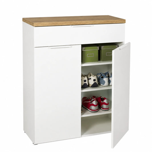 Scarpiera Salvaspazio MUNDI in Rovere e Bianco, Made in Italy