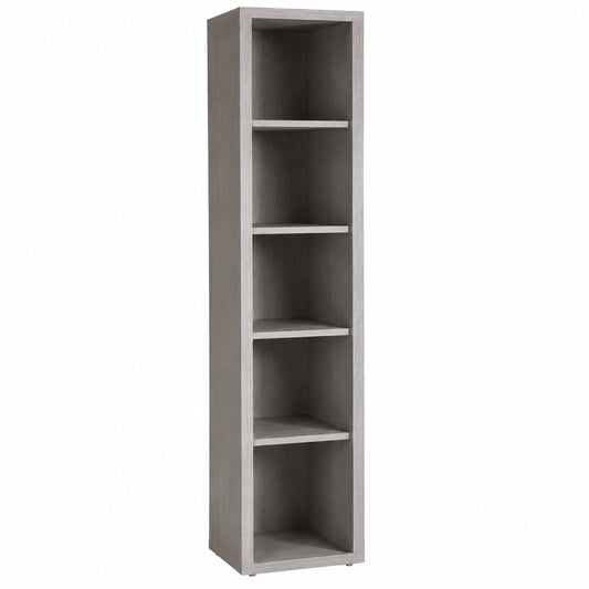 Libreria Alta con Anta in Vetro e Ripiani Regolabili, 44x217,5x35,7 cm, Grigio Cemento