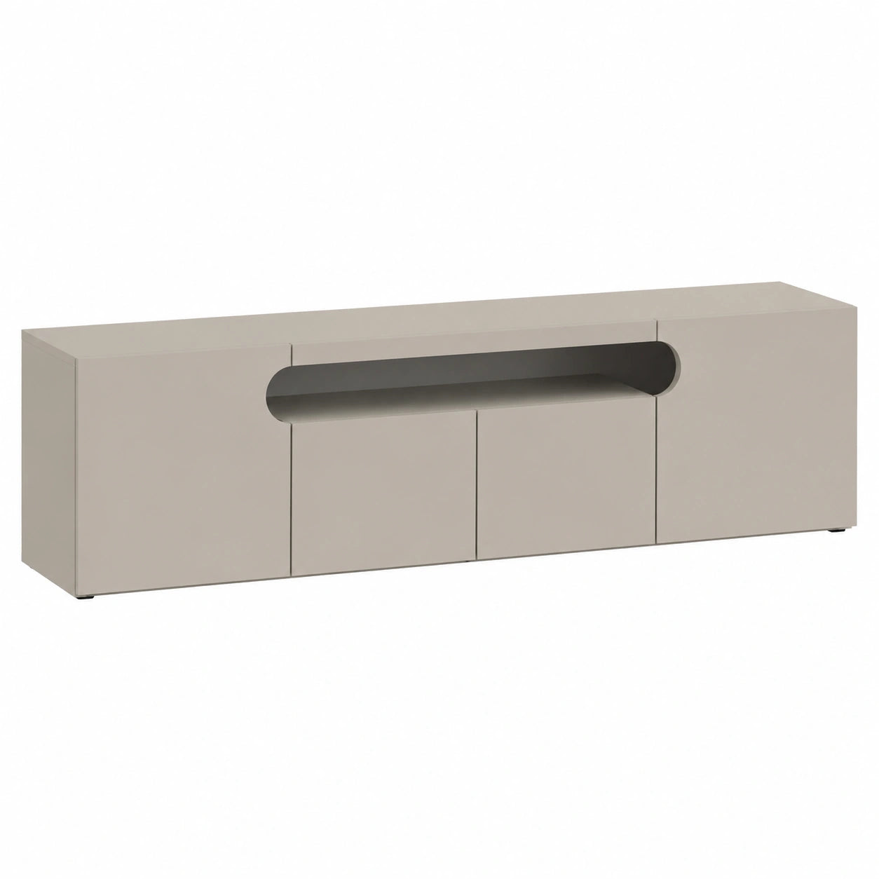 Mobile TV in Legno con 4 Ante per Soggiorno, 240x40x60 cm, Finitura Cashmere
