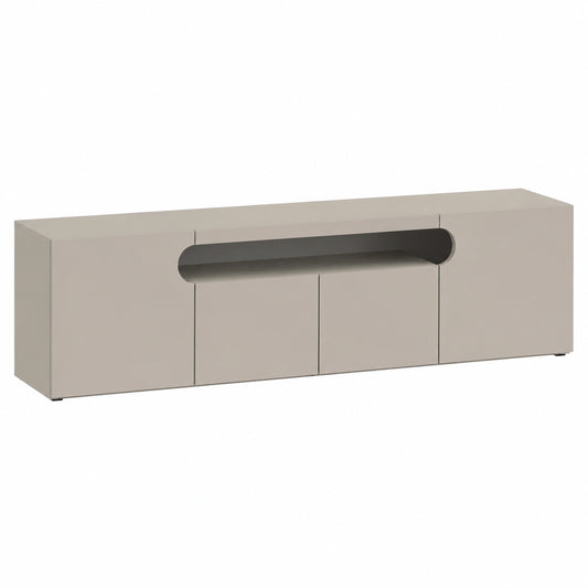 Mobile TV in Legno con 4 Ante per Soggiorno, 240x40x60 cm, Finitura Cashmere