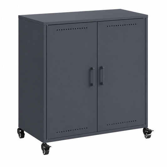 Mobile Portaoggetti Moderno in Acciaio Antracite con Ruote, 68x39x72 cm, Design Italiano per Soggiorno e Ufficio