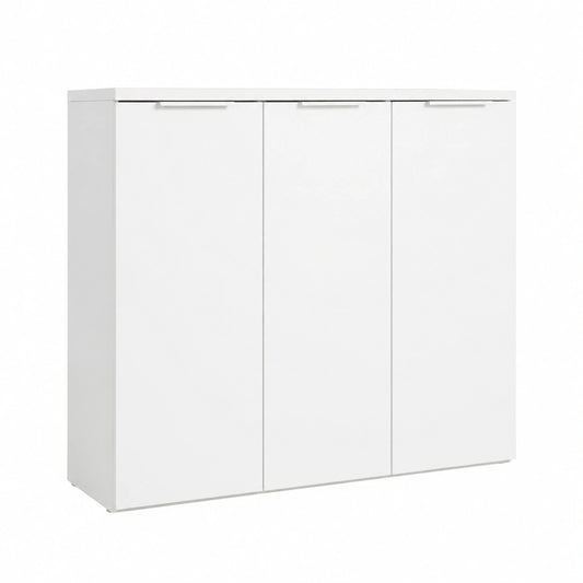 Scarpiera MUNDI con 3 Ante in Bianco Laccato, 120x102,3x35 cm, Made in Italy