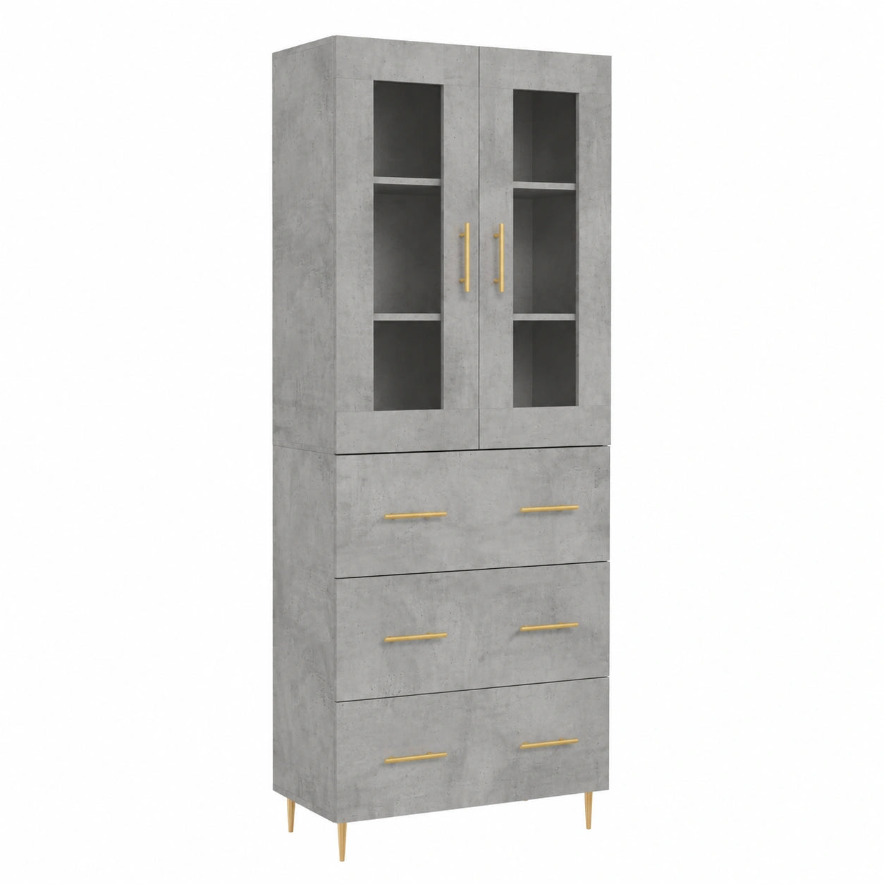 Mobile Alto Soggiorno Grigio Cemento con Ripiani 69,5x34x180 cm in Legno Moderno