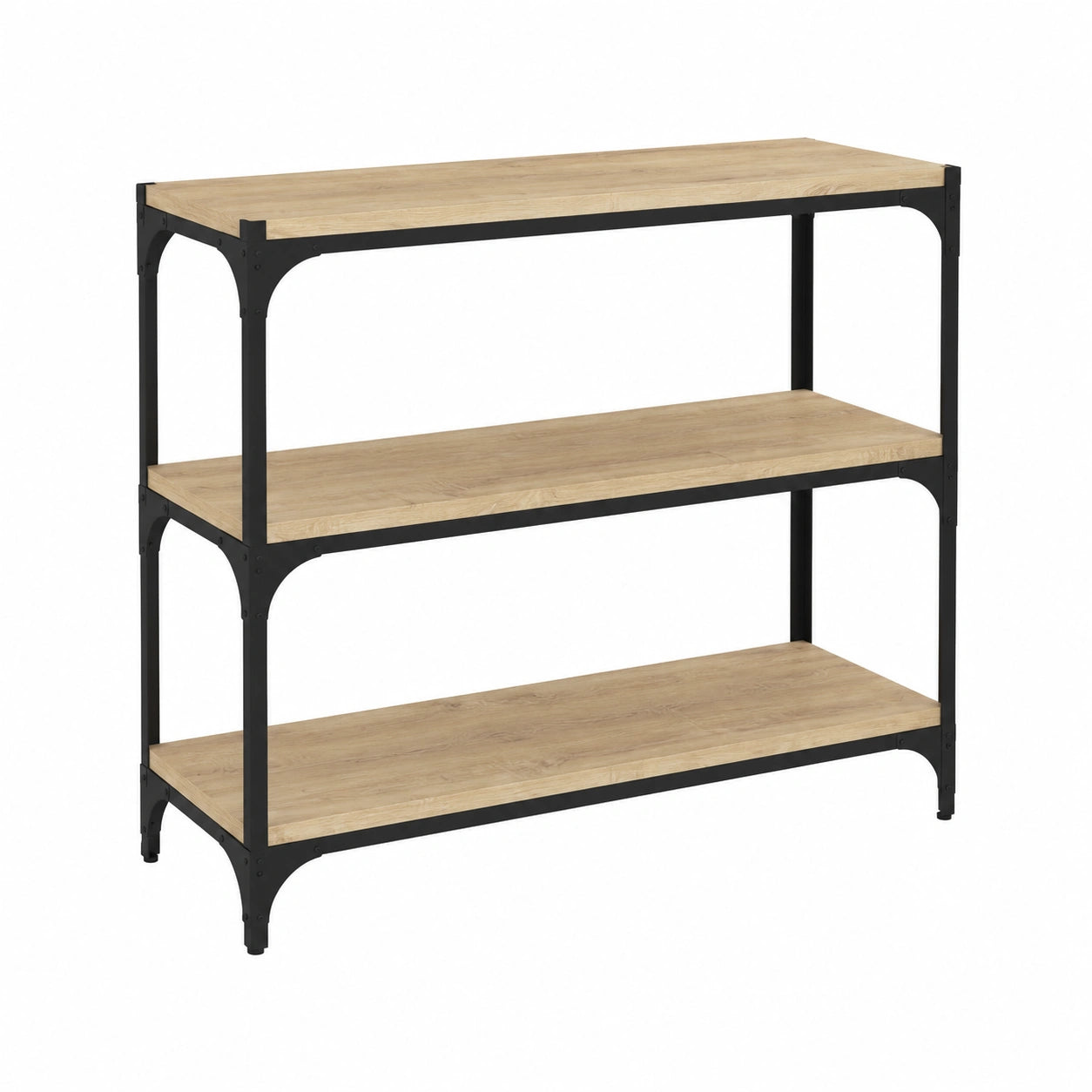 Libreria Industriale in Rovere e Acciaio con 3 Ripiani, 80x33x70,5 cm