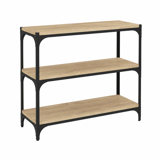 Libreria Industriale in Rovere e Acciaio con 3 Ripiani, 80x33x70,5 cm
