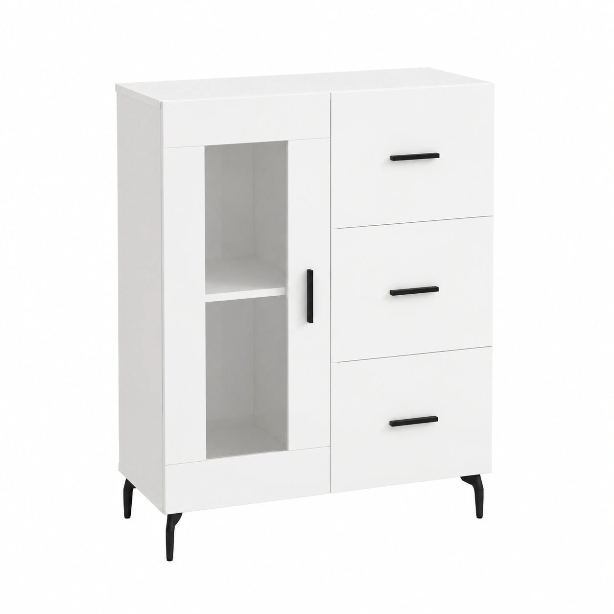 Mobile da Soggiorno in Legno Bianco Lucido 70x35x90 cm