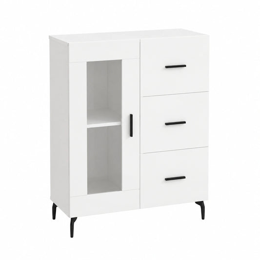 Mobile da Soggiorno in Legno Bianco Lucido 70x35x90 cm