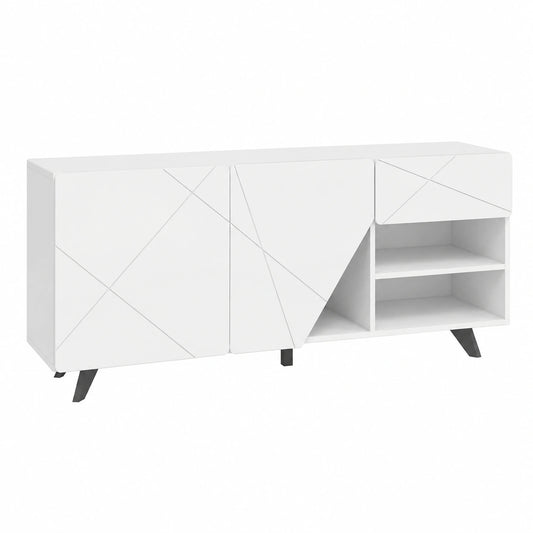 Madia Moderna Vela Extreme 165 cm con Spazi Contenitivi | Resistente ai Graffi e Umidità | Made in Italy (Bianco Totale)