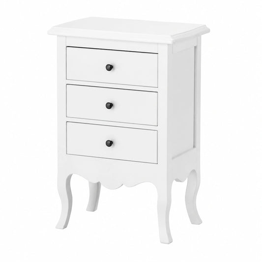 Comodino Vintage in Legno con 3 Cassetti e Piedini a Cipolla - 43x32x64 cm - Stile Arte Povera Made in Italy
