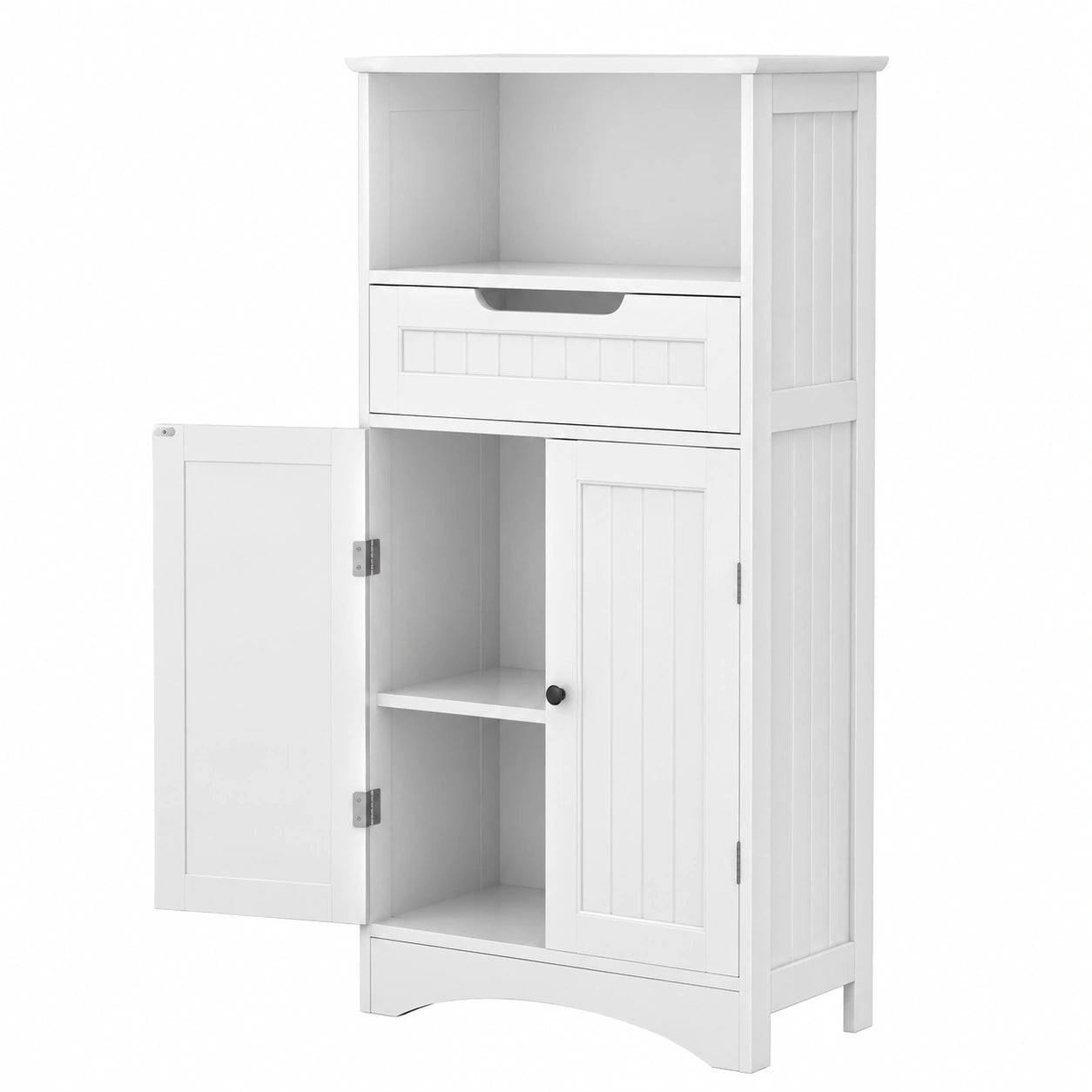 Mobiletto da Bagno Bealife con Ripiani Regolabili e Cassetto Capiente, Ideale per Bagno, Camera da Letto o Soggiorno, 108x60x30 cm, Bianco