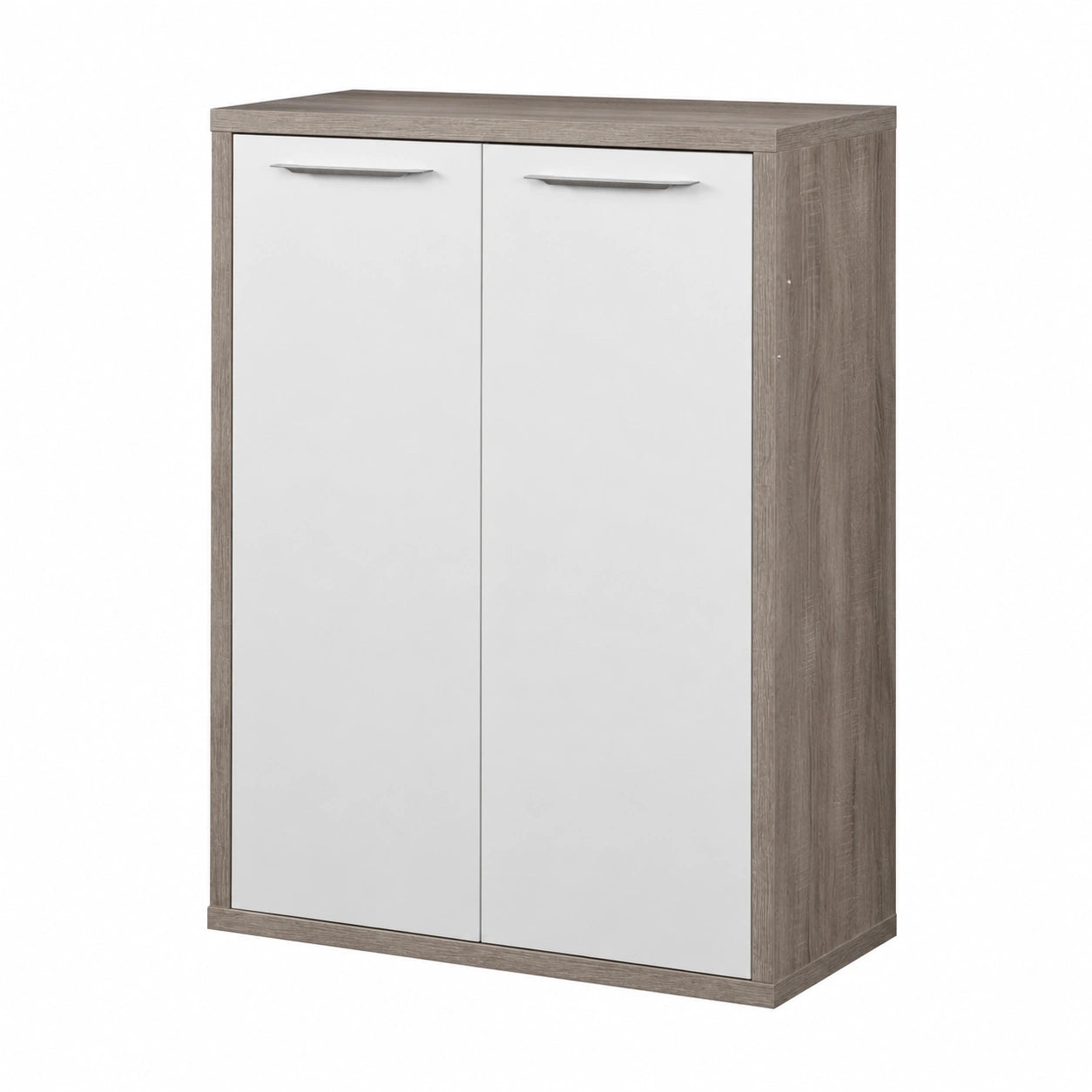 Armadio Archivio con 2 Ante in Rovere Sonoma e Bianco, 81,6x112x35,7 cm, Made in Italy
