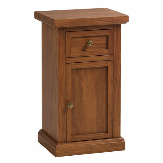 Mobiletto Porta Telefono in Legno con Anta e Cassetto 31x46x75 cm - Design Classico Italiano